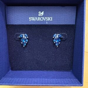Swarovski Sapphire Blue Leaf Earrings